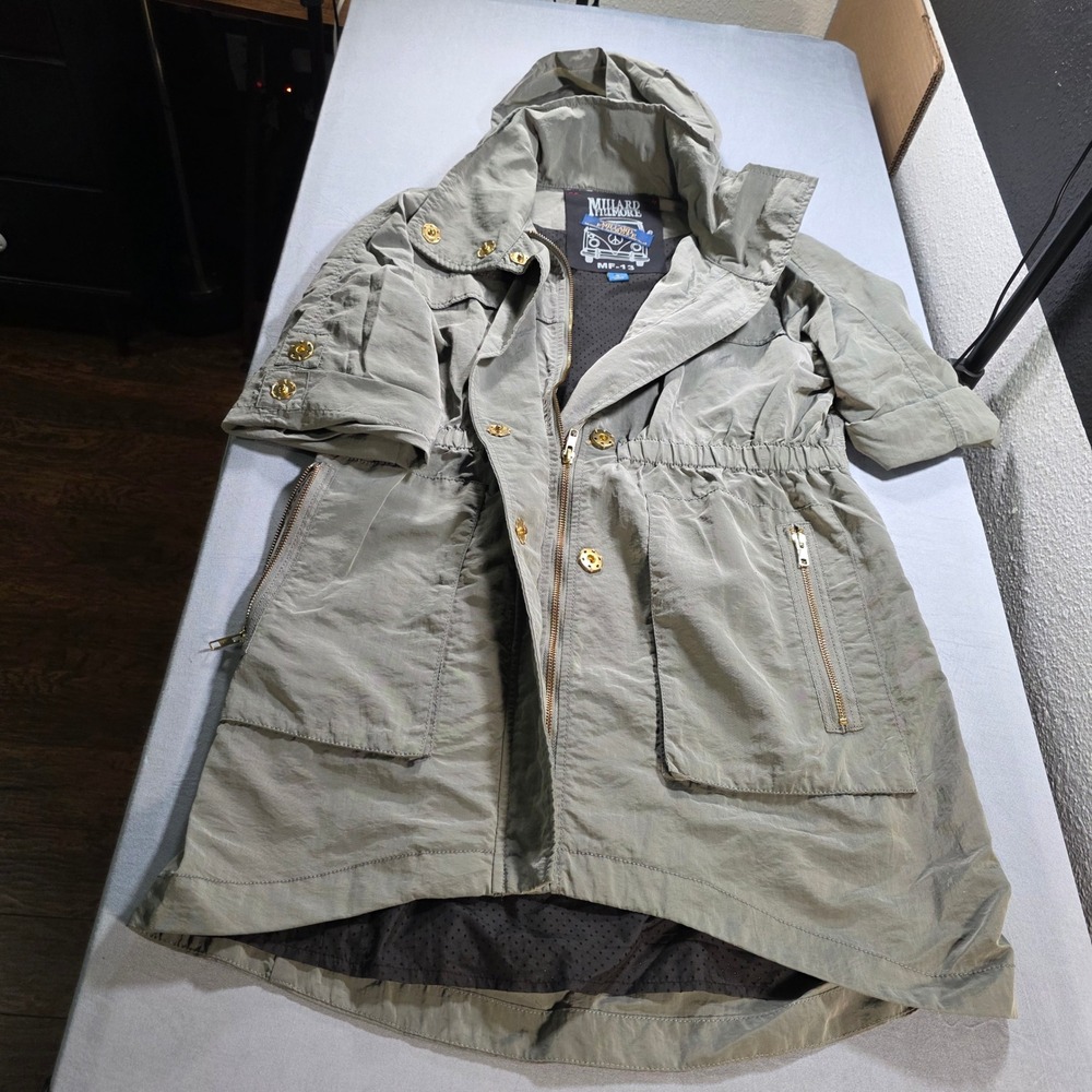Millard Fillmore MF-13 Sage/Tan‎ Green Utility Parka Hooded Jacket Womens Small